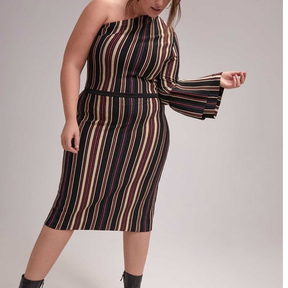 ⭐RACHEL ROY ONE-SHOULDER STRIPED DRESS⭐